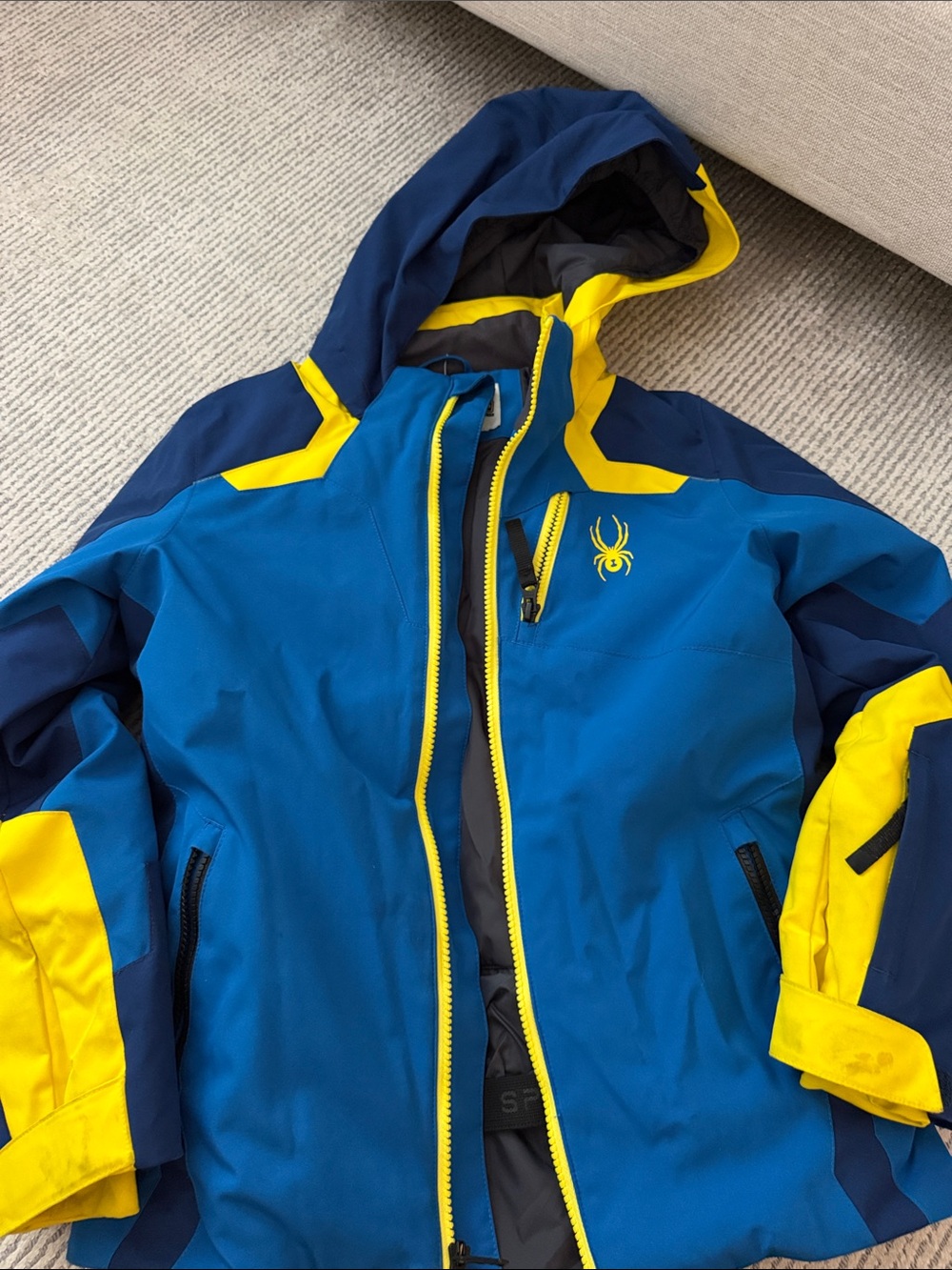 Spyder  blue Kids Blue and Yellow Waterproof Jacket - Youth Outdoor Coat